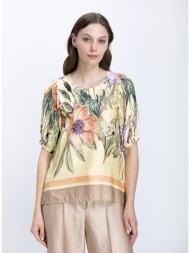 γυναικεία μπλούζα floral με σατινέ υφή