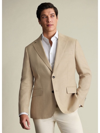 charles tyrwhitt ανδρικό σακάκι slim fit λινό με notch πέτο