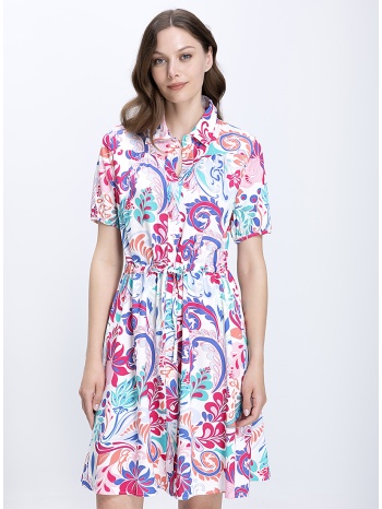 γυναικείο φόρεμα mini με paisley floral σχέδιο και δέσιμο