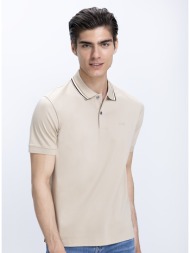 boss ανδρική μπλούζα polo βαμβακερή με contrast λεπτομέρεια στον γιακά regular fit