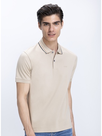 boss ανδρική μπλούζα polo βαμβακερή με contrast λεπτομέρεια