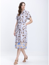 γυναικείο φόρεμα με tropical print και ζώνη
