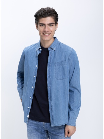ανδρικό denim overshirt βαμβακερό modern fit