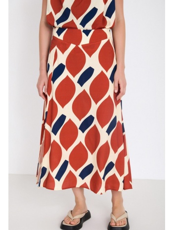 skatie γυναικεία φούστα midi με ρετρό print flared fit