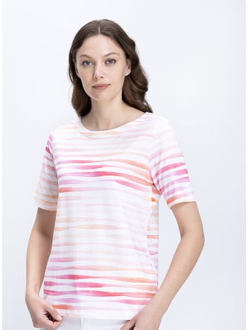 γυναικεία μπλούζα regular fit με abstract ριγέ print και