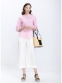 luna llena γυναικεία παντελόνα cropped wide leg με πιέτες