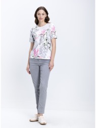 γυναικείο denim παντελόνι με λάστιχο στη μέση slim fit