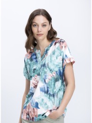 γυναικεία μπλούζα floral relaxed fit με abstract print