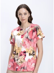 γυναικεία μπλούζα floral relaxed fit με abstract print
