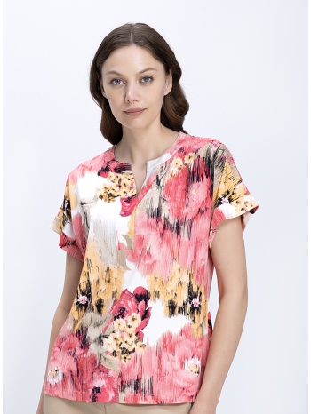γυναικεία μπλούζα floral relaxed fit με abstract print