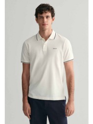 gant ανδρικό βαμβακερό polo regular fit με tipped λεπτομέρειες
