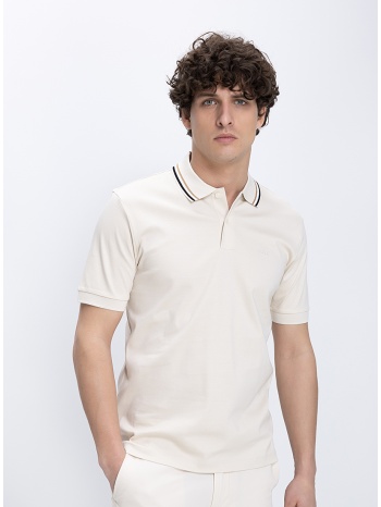 boss ανδρική μπλούζα polo βαμβακερή με contrast λεπτομέρεια