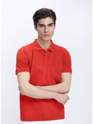 ανδρική polo μπλούζα βαμβακερή με τσέπη regular fit