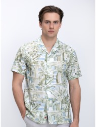 a fish named fred ανδρικό πουκάμισο με τροπικό print modern fit