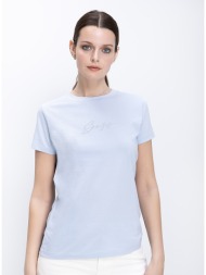 boss γυναικείο t-shirt βαμβακερό regular fit με strass logo