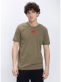 hugo ανδρικό t-shirt βαμβακερό regular fit με logo label