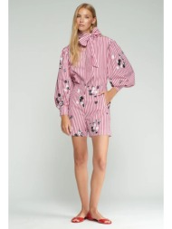 vilagallo γυναικείο σορτς βαμβακερό ριγέ με floral print και παγιέτες