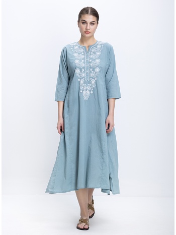 colores γυναικείο midi φόρεμα βαμβακερό με κέντημα loose fit σε προσφορά