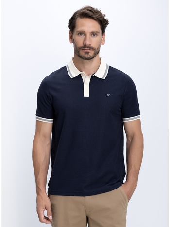 farah ανδρικό βαμβακερό polo με contrast γιακά regular fit σε προσφορά