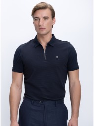 farah ανδρικό polo με φερμουάρ και ανάγλυφη υφή regular fit