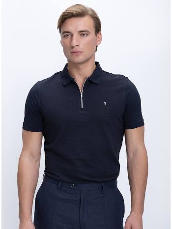 farah ανδρικό polo με φερμουάρ και ανάγλυφη υφή regular fit σε προσφορά