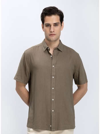 vardas ανδρικό πουκάμισο κοντομάνικο linen blend modern fit σε προσφορά