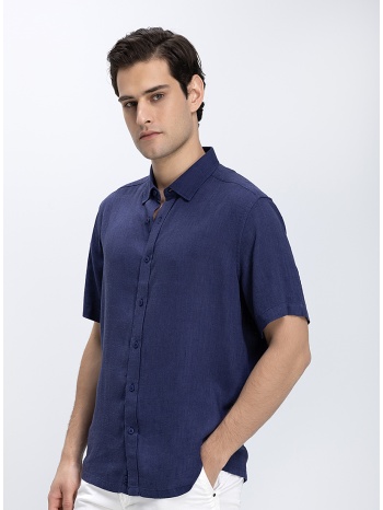 vardas ανδρικό πουκάμισο κοντομάνικο linen blend modern fit σε προσφορά
