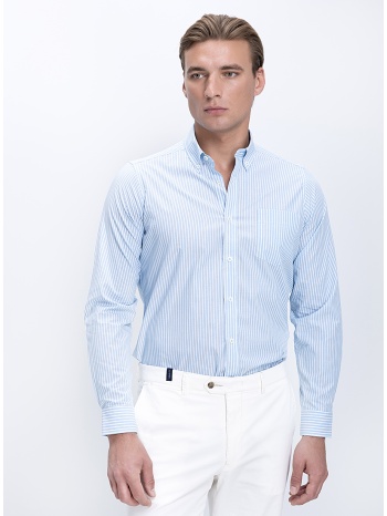 ανδρικό πουκάμισο βαμβακερό ριγέ button down regular fit με σε προσφορά