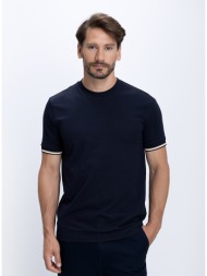 boss ανδρικό t shirt βαμβακερό regular fit με signature stripe στα μανίκια