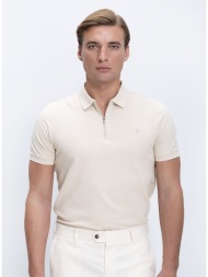 farah ανδρικό polo με φερμουάρ και ανάγλυφη υφή regular fit