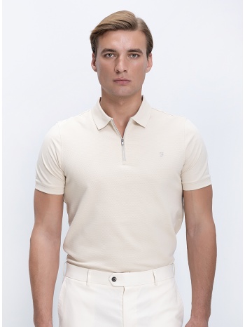 farah ανδρικό polo με φερμουάρ και ανάγλυφη υφή regular fit σε προσφορά
