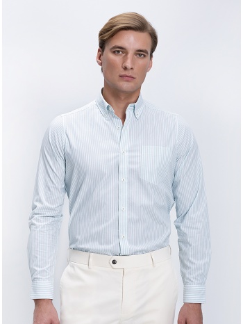 ανδρικό πουκάμισο βαμβακερό ριγέ button down regular fit με σε προσφορά