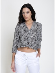 γυναικείο λινό πουκάμισο εμπριμέ με animal print για all-day εμφανίσεις