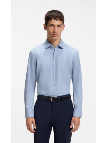 hugo ανδρικό μονόχρωμο πουκάμισο βαμβακερό slim fit easy