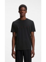hugo ανδρικό μαύρο μονόχρωμο βαμβακερό t-shirt με logo print για casual εμφανίσεις