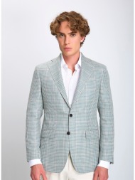 hd x vardas ανδρικό σακάκι slim fit από μείγμα wool, μετάξι και λινό πράσινο καρό