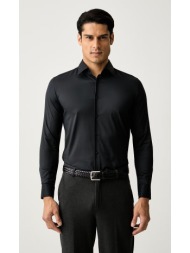 boss ανδρικό μονόχρωμο πουκάμισο slim fit με 4-way stretch για business & casual εμφανίσεις
