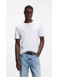 hugo ανδρικό μαύρο μονόχρωμο βαμβακερό t-shirt με logo print για casual εμφανίσεις