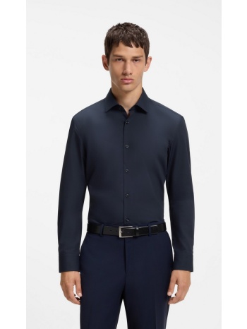 hugo ανδρικό μονόχρωμο πουκάμισο βαμβακερό slim fit easy