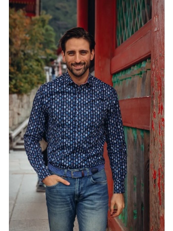 a fish named fred ανδρικό πουκάμισο modern fit με εμπριμέ