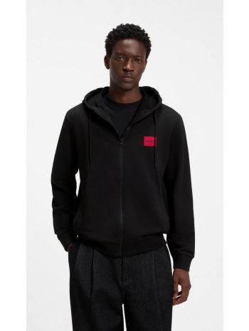 hugo ανδρικό μαύρο μονόχρωμο βαμβακερό hoodie regular fit
