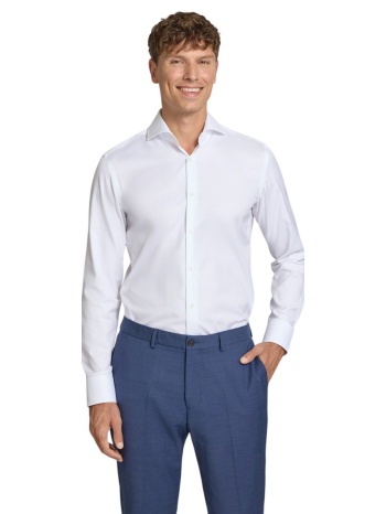 boss ανδρικό μονόχρωμο βαμβακερό πουκάμισο slim fit