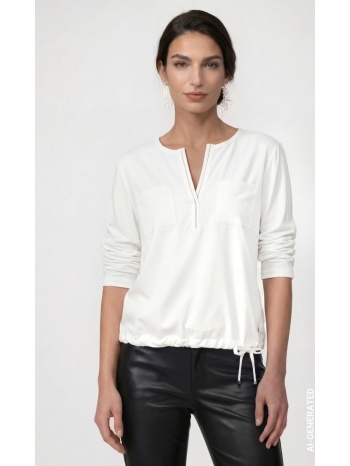 monari γυναικεία μονόχρωμη μπλούζα regular fit με satin