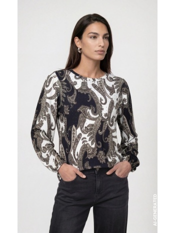 monari γυναικεία μπλούζα εμπριμέ regular fit με paisley