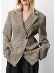grace & mila γυναικείο σακάκι μεσάτο με houndstooth μοτίβο και ασύμμετρο σχέδιο για business & forma