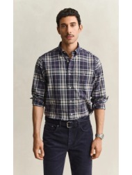 gant ανδρικό βαμβακερό πουκάμισο regular fit καρό με κεντημένο logo για smart casual εμφανίσεις