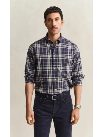 gant ανδρικό βαμβακερό πουκάμισο regular fit καρό με