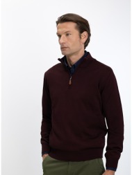varda ανδρικό πουλόβερ μονόχρωμο half zip regular fit για smart casual εμφανίσεις