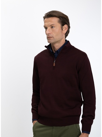 varda ανδρικό πουλόβερ μονόχρωμο half zip regular fit για