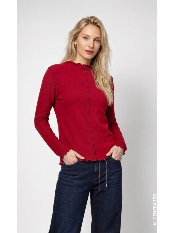 monari γυναικεία red dahlia μονόχρωμη μπλούζα regular fit